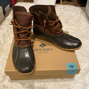 Brown Sperry duck boots